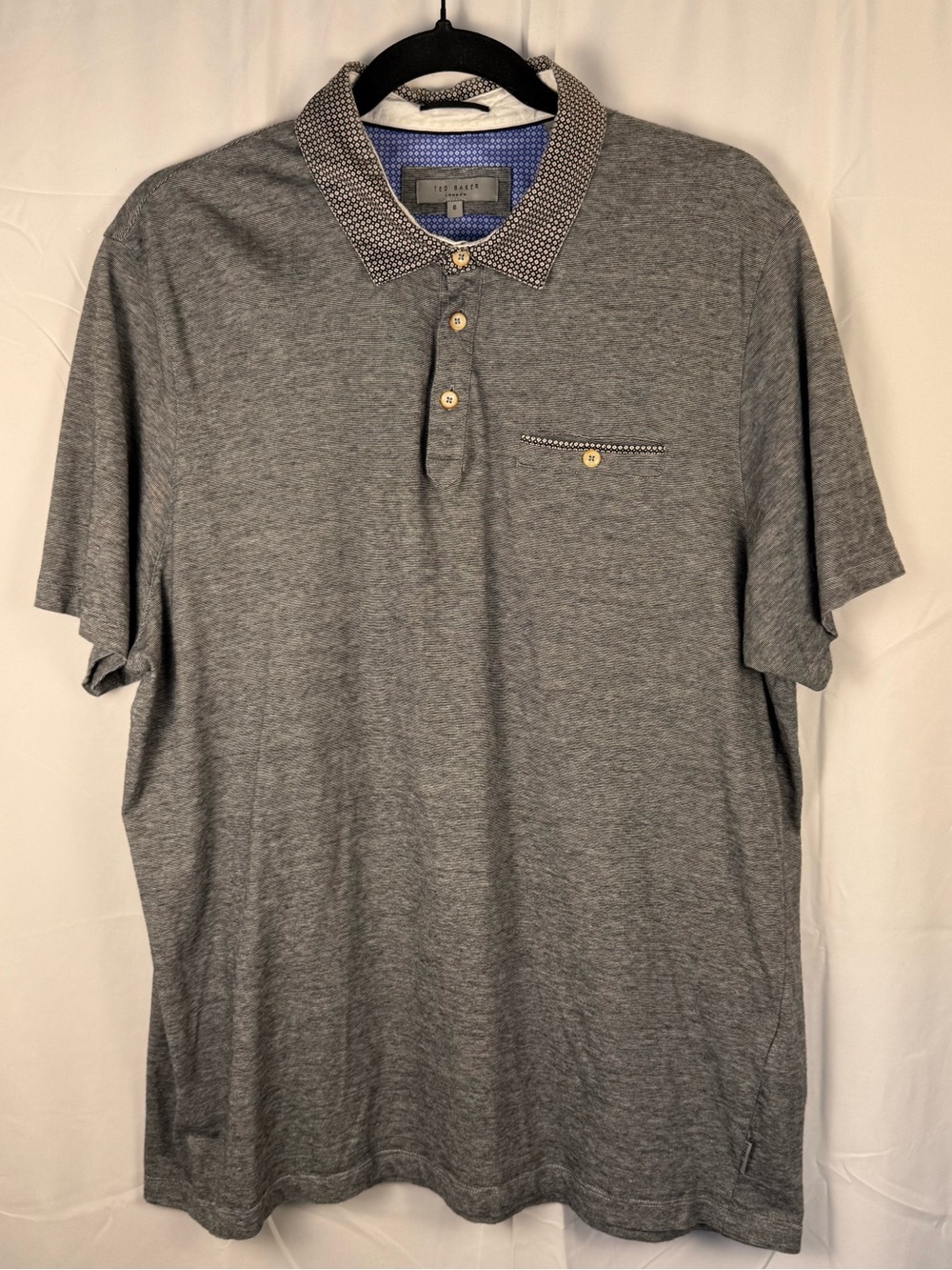 Ted Baker London Gray Polo Shirt Size 6 Textured Trim Pocket